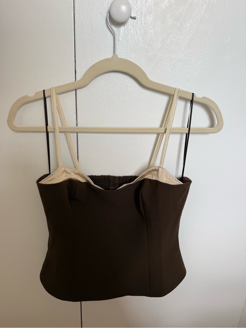 Reformation Brown Tank Top with Cream Trim